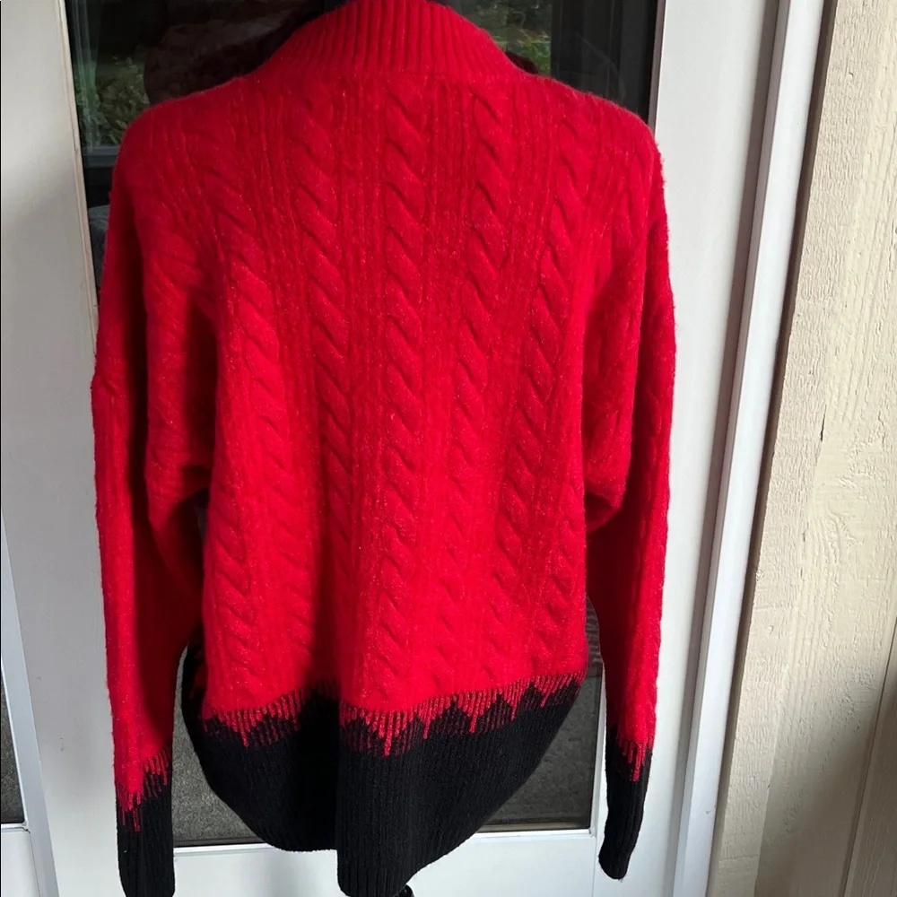 Red and Black Cable Knit Sweater